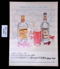 1965 FLEISCHMANN'S DISTILLED DRY GIN & VODKA FORCAST: Clear Crisp Print Ad 56199