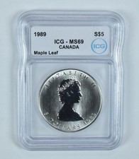 1989 Canada 5 Dollars Silver Maple Leaf MS69 ICG *6969