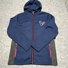 NFL Houston Texans MEN'S MED Jacket Blue Full Zip Textured Fleece Lined Hoodie