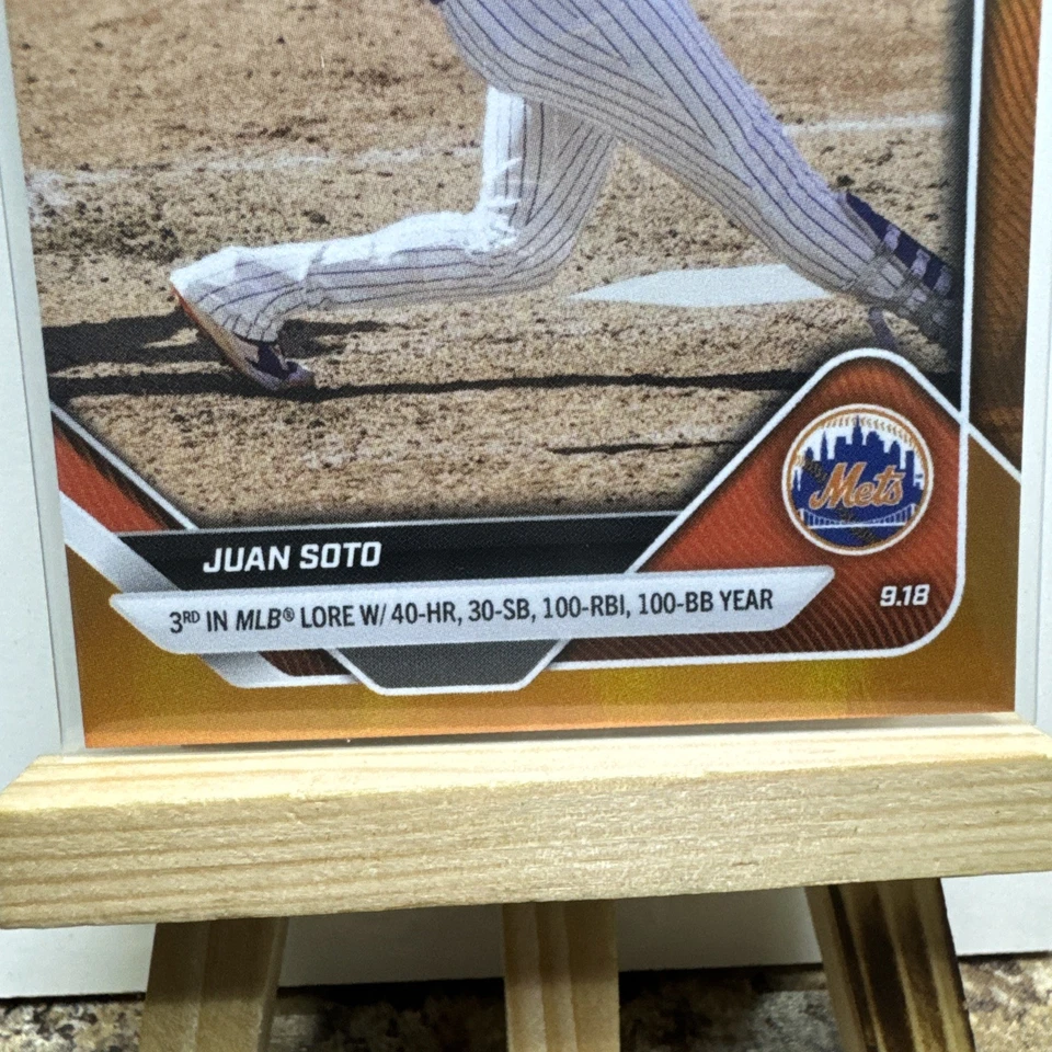 Juan Soto Topps Now 2025 ORANGE FOIL 21/25 3rd MLB W/ 40HR 30SB 100RBI 100BB - Image 4 of 4