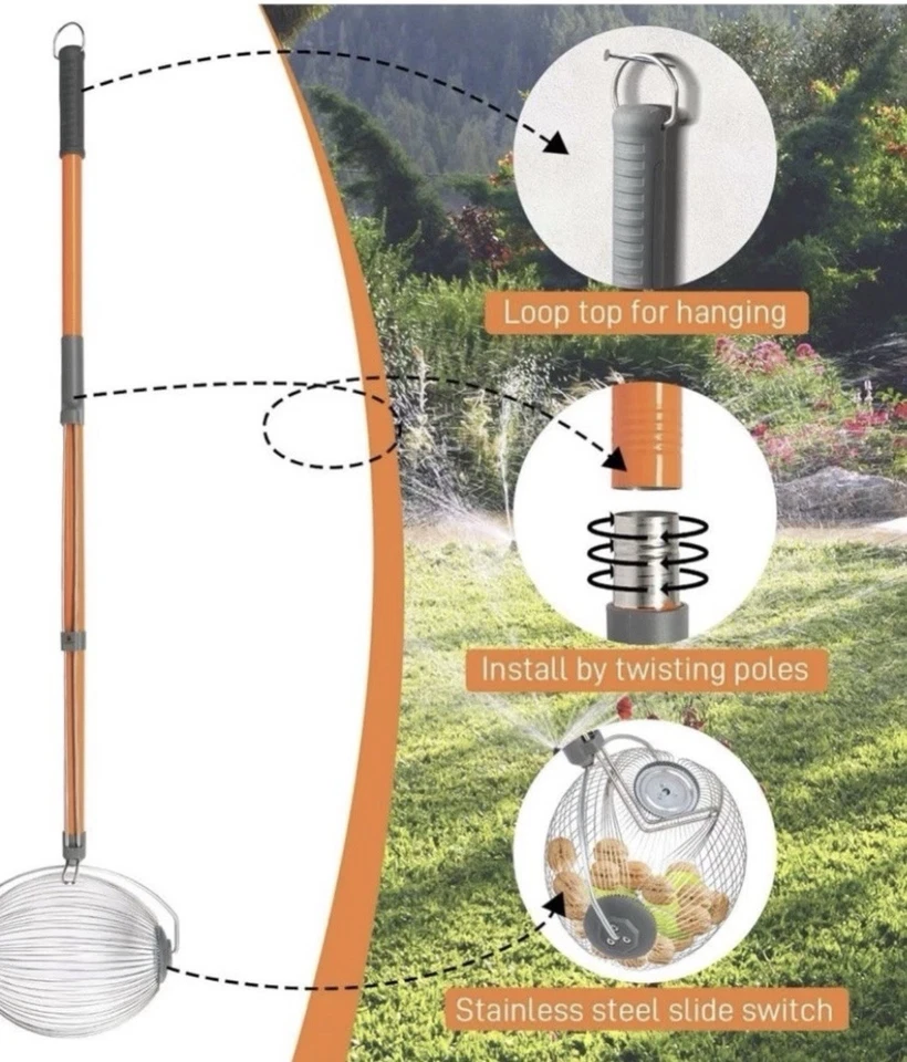 Recogedor de tuercas, recogedor de rodillo superior, recolector de tuercas, recoge tuercas, frutas Foto 2 de 2