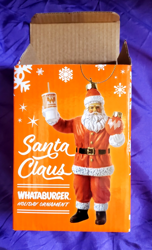 WHATABURGER Burger Santa Claus Christmas ORNAMENT fast food restaurant NIB - Afbeelding 3 van 4