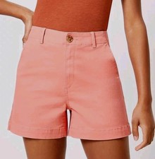 Loft Size 6 The Washed Twill Shorts Coral Mist Cotton Blend Inseam 4" Casual