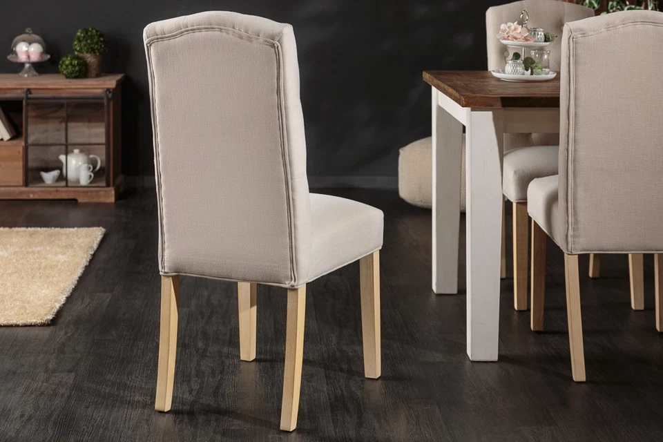 Landhausstil Esszimmerstuhl CASTLE Chesterfield Steppung Polsterstuhl Massivholz - Bild 3 von 4