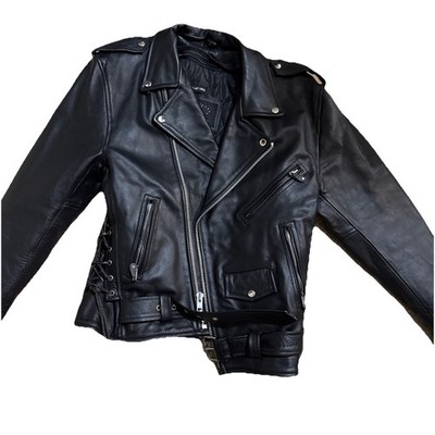 Leather King Black Motorcycle Jacket Biker Style Men s Size Medium Never worn 