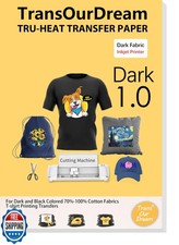 TransOurDream Tru-Iron on Heat Transfer Paper for Dark Fabric 20 Sheets, 8.5