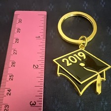 Class Of 2019 Graduation Keychain Black Gold Tone Hat