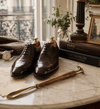 Vintage Brass Shoe Horn Eagle Handle Head Wooden Handle