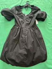 Time and Tru Women's Puff Sleeve Mini Dress Size XS 0-2 Black NWT .