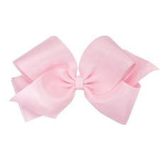 Girls Grosgrain Hair Bows Organza Overlay WeeStay Clip King Light Pink