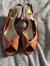 Pair tan next ladies slingback shoes size 5 1/2
