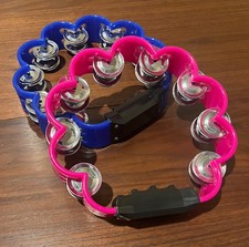 2-  8" Handheld Tambourines with Jingle Bells - Musical Instruments