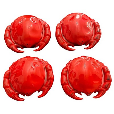Rare Vintage 4pc Red Ramekin Crab Lidded Pots PV Czech