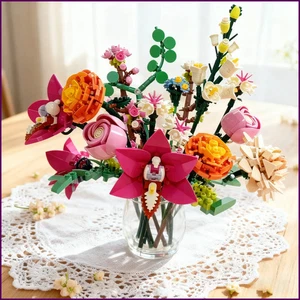 2026 NEW Romantique Jolie Fleur Rose Bouquet Bâtiment Blocs Maison Créative
