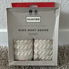Hunter Kids Cable Knit Original Boot Socks Size Large 1-3 Oatmeal Beige New NIB