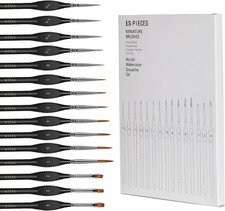 Miniature Paint Brushes, 15PCS Model Brushes Detail Paint Brush Set, Fine Detail