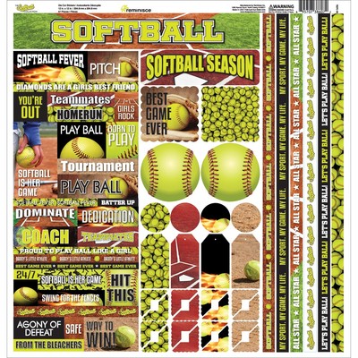 Reminisce Variety Cardstock Stickers 12''x12''-Softball