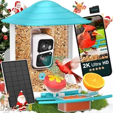 2K HD Bird Feeder with Camera, Solar Panel, 32GB Card, 4-in-1 Perch, Wireless	