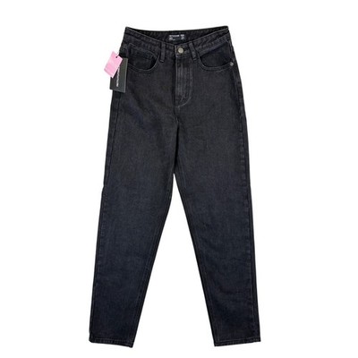 PrettyLittleThing Washed Black Mom Jeans Womens US 4 NWT CMC3978 Casual Denim