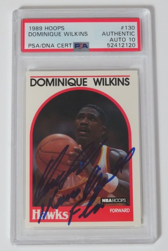Dominique Wilkins HAWKS HOF Signed Autograph 1989 NBA Hoops Card 130 