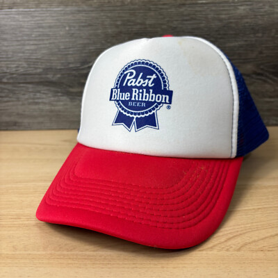 Pabst Blue Ribbon Hat Cap Snapback Blue Trucker PBR Logo Beer Drinking Brewing