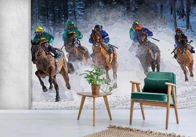 3D Schnee Pferd ZHUC066 Tapete Wandbild Fototapete Alius Herb Zoe