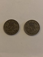 1949 and 1951 King George VI Lucky Sixpence 6D Coins (2)