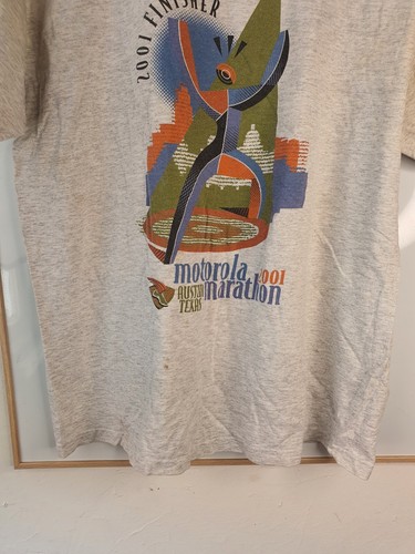 Vintage Motorola Marathon Shirt Mens Size Large Grey Y2K Running Novelty Slogan - Picture 12 of 16