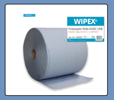 Putztuch Basic-Line L360xB380ca.mm blau 3-lagig 1 Rolle/ VE WIPEX