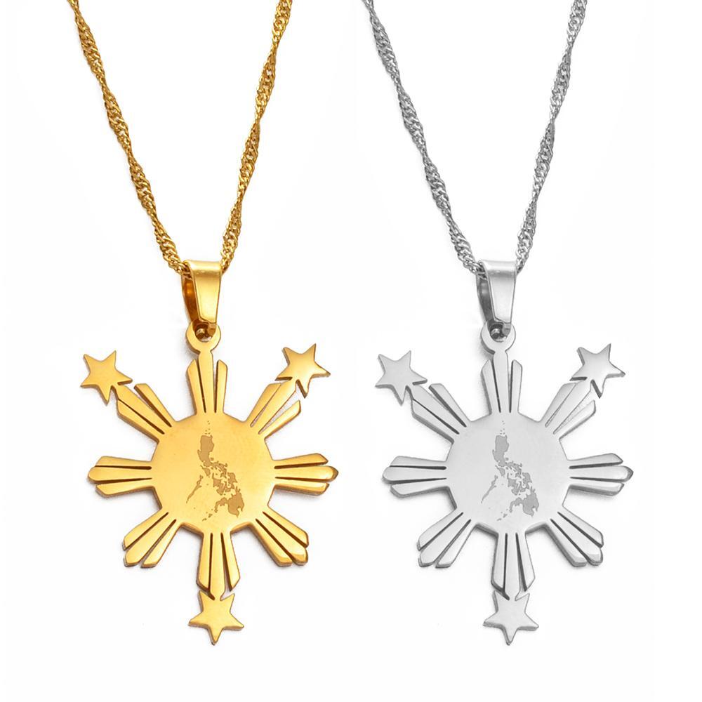 Philippines Map Flag Pendant & Necklaces For Men & Women Filipino Jewelry 1pc