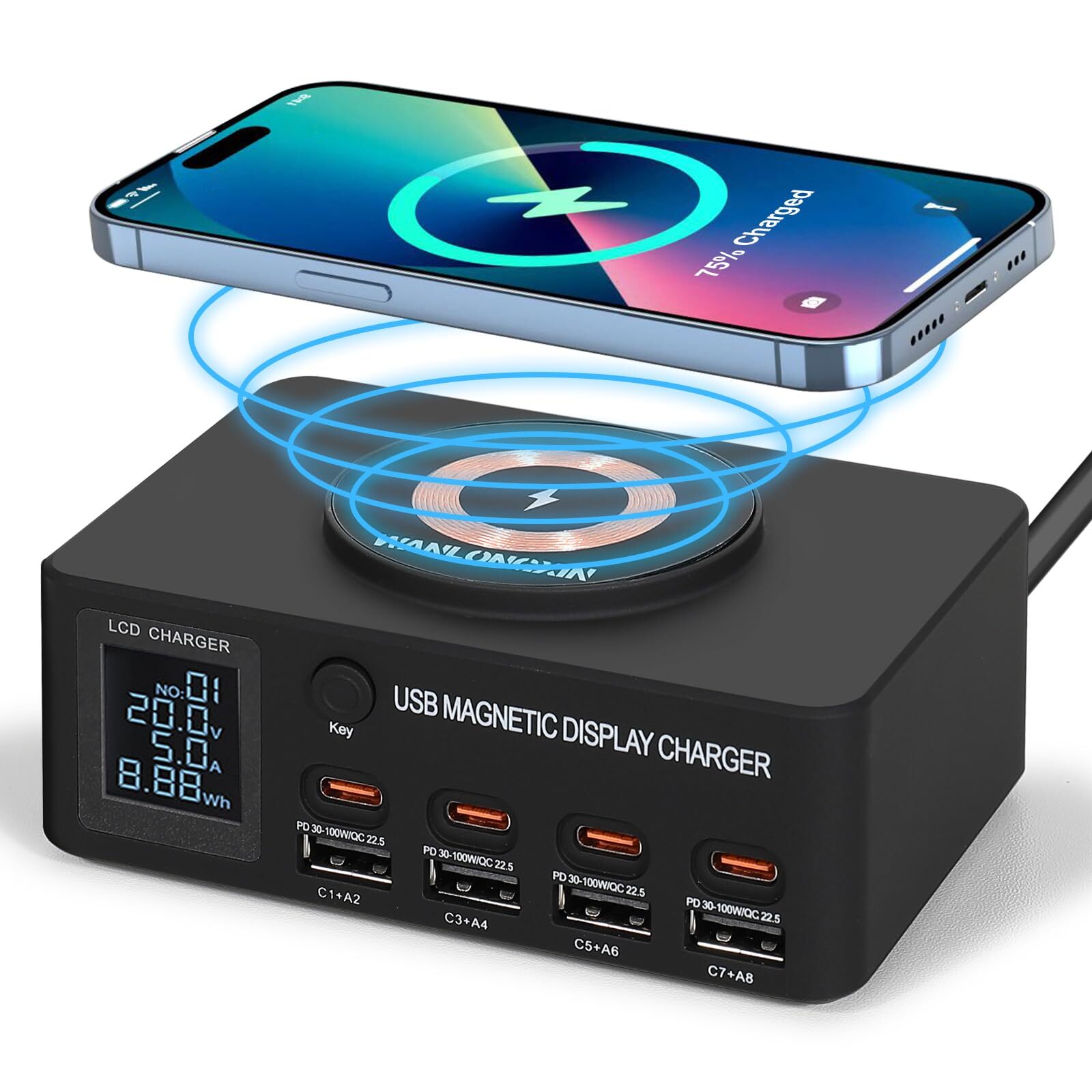 100W 8-Port USB Charging Station for Multiple Devices-image