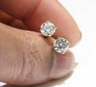 GIA certified 14k white gold 1.41ct VS2 F round diamond 4 Prong stud earrings — photo 9