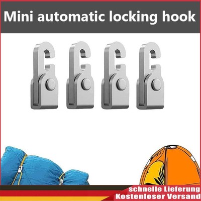 DE 4pcs Automatic Lock Hooks Free Knot Fast Tighten Rope Tent Self-locking Hooks
