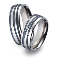 Titanfactory Titan Trauringe 52291  3 Brillanten ges. 0.03 ct. Keramik schwarz