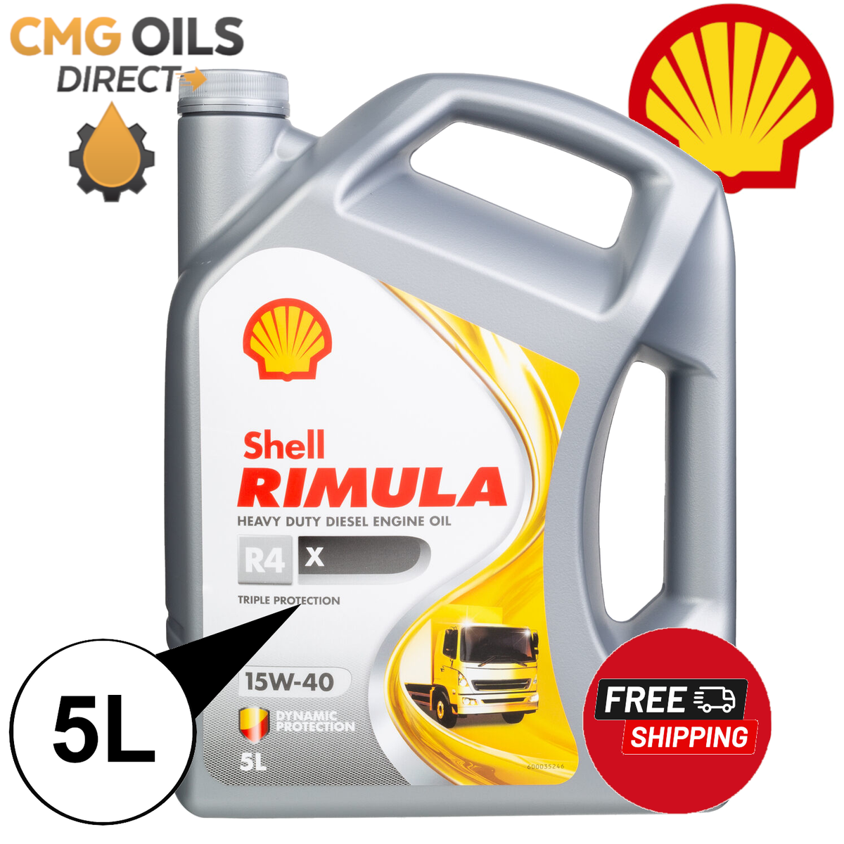 SHELL RIMULA R4 X 15W-40 HEAVY DUTY DIESEL TRUCK ENGINE OIL - 5L