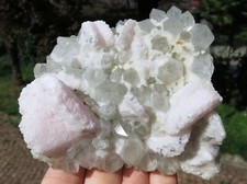Minerali *** IMPORTANTE MANGANOCALCITE ROSA su QUARZO Romania