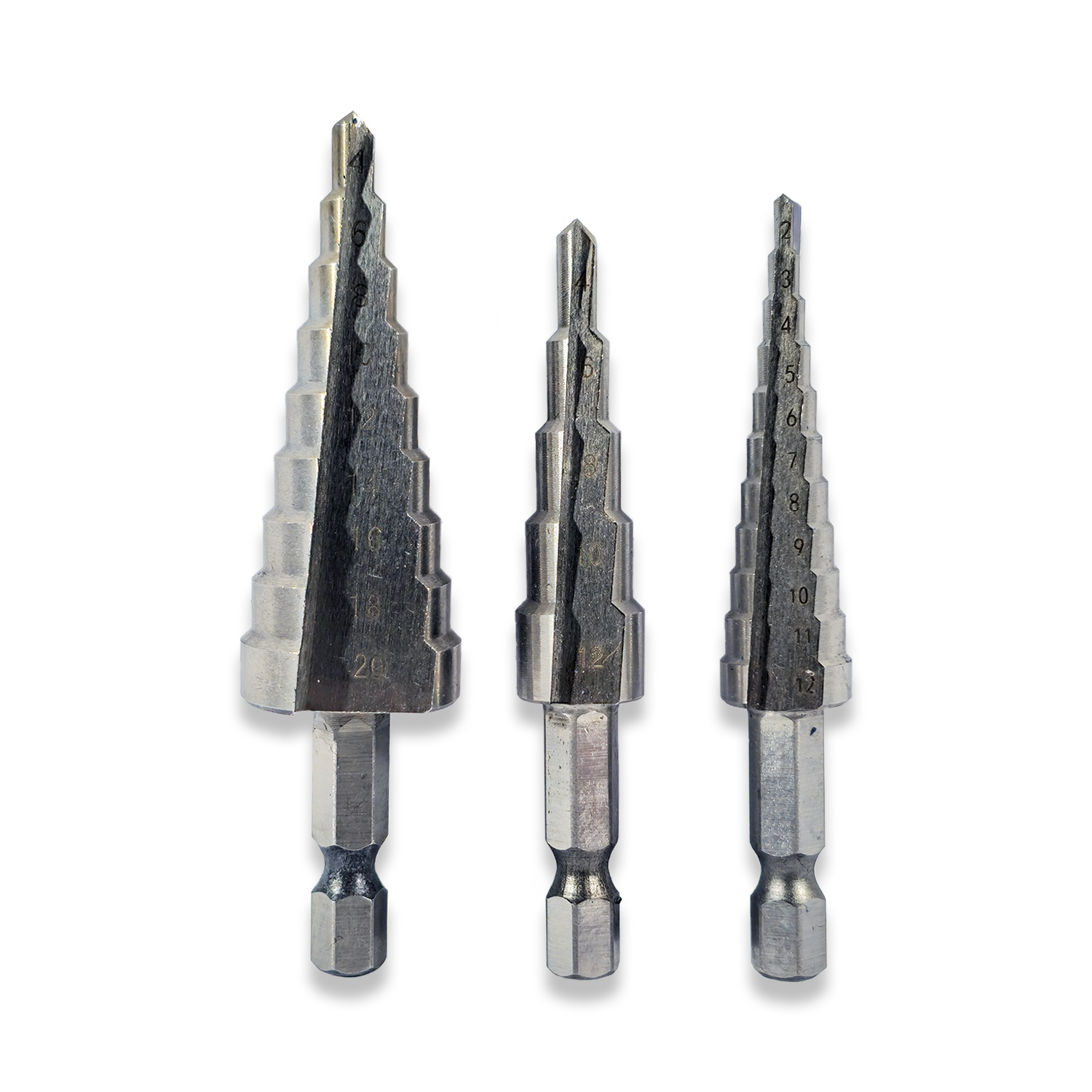 3PC STEP DRILL SET METRIC HSS HEX SHANK 2MM - 20MM RDGTOOLS