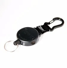 Key-bak #8B Black Original Retractable Reel With 24" Chain Keys Ring Carabiner