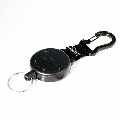 Key-bak #8B Black Original Retractable Reel With 24'' Chain Keys Ring Carabiner
