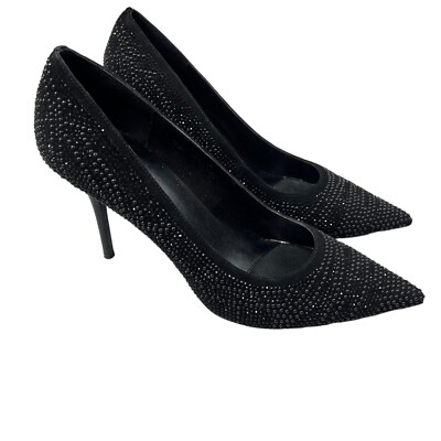 Vaneli di Notte Womens Heels Size 10M Black Rhinestone Sparkle Stiletto Dressy