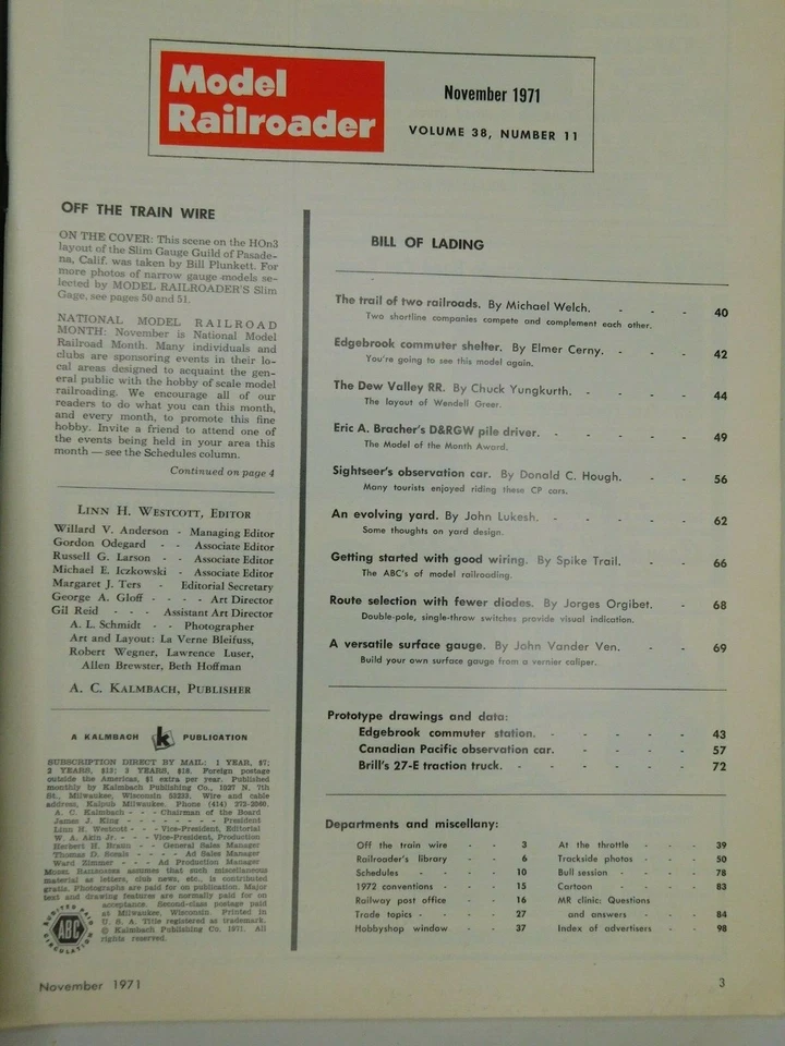 Model Railroader Trains Pacific Railway Tenshodo Roco NOV 1971 Vintage Magazine - Image 4 of 4