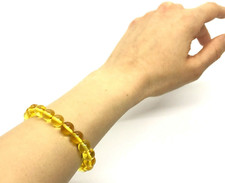 AMBER BRACELET Gift Yellow Round Beads Natural Baltic Jewelry Elastic 7,9g 15009