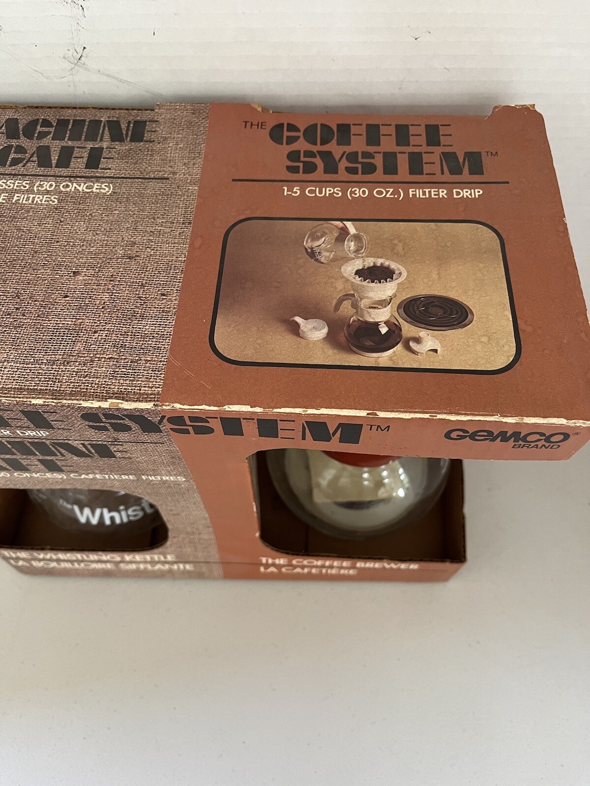 Vintage Gemco THE WHISTLER Whistling Tea Kettle Coffee System Brewer Drip