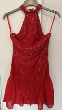 AX Red Lace Halter Neck Dress - Size 10 