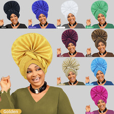 Nigerian Women Wedding Headwear African Braid Turban Cap Auto Gele Headtie Hats