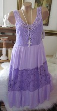 Neu Italy Häkel Spitze Kleid Träger Blogger Sommer Hippie Flieder IBIZA 36 38 40