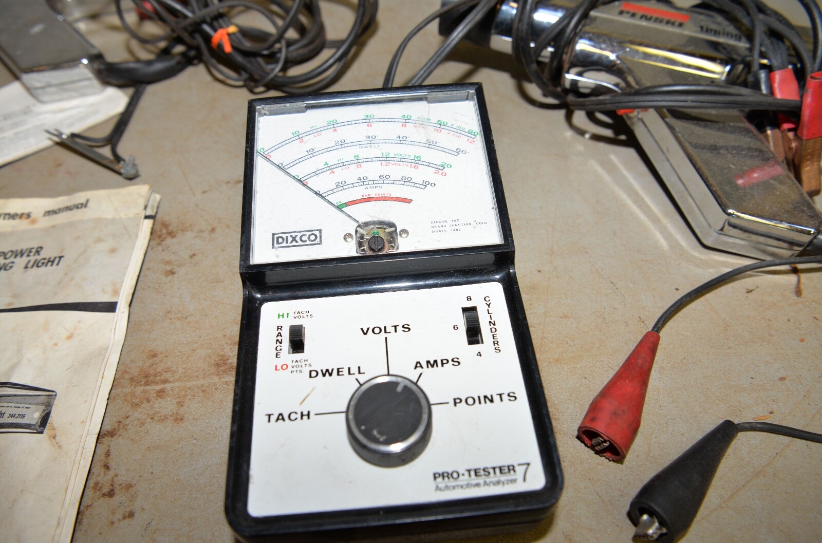 2 Penske timing light 244.2115 & Dixco Test Gauge collectible vintage