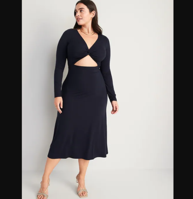 Women's Old Navy Fit & Flare Twist-Front Cutout Midi Dress XLARGE Navy NWT  | eBay