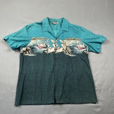 Vintage Hawaii Blues Short Sleeve Button Down Hawaiian Shirt XL USA Made Unisex