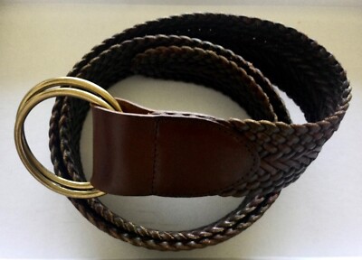 Talbots Vintage Brown Braided Leather Belt Vintage Talbots Wmns Thin Brown Leather Woven Braided Belt  main image 2